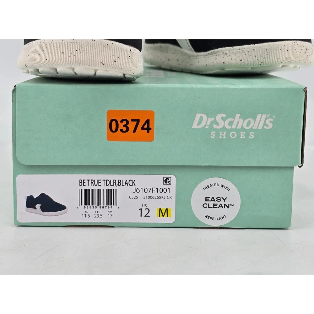 Dr. Scholl's Be True Toddler Shoes 12M Black Hook Loop Sneakers -Excellent